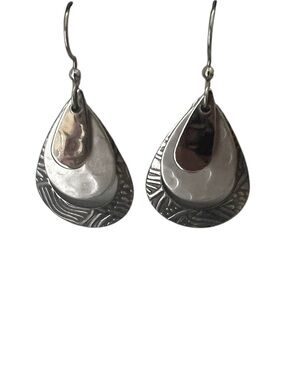 3/$30 Silver Forest Sterling Teardrop Layered Dangle Earrings - Silver